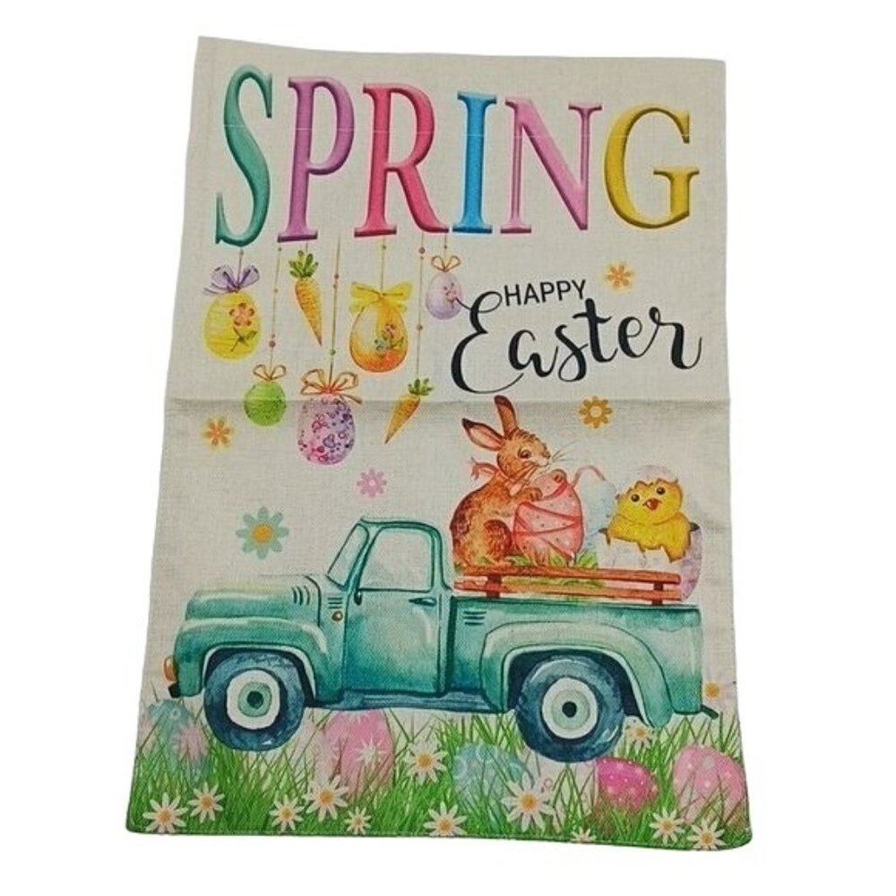 Easter Garden Flag Spring Bunny Truck Happy Easter Outdoor Yard Decor